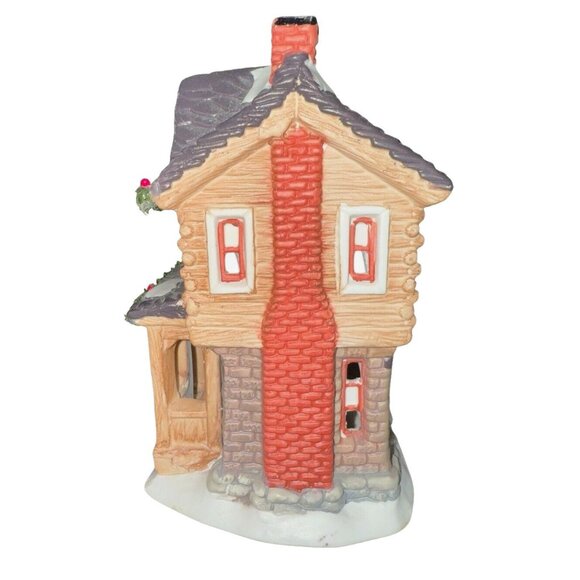 VTG Christmas Valley Collectors Porcelain House W/ Pine 1995 Philippines Made - Picture 3 of 11